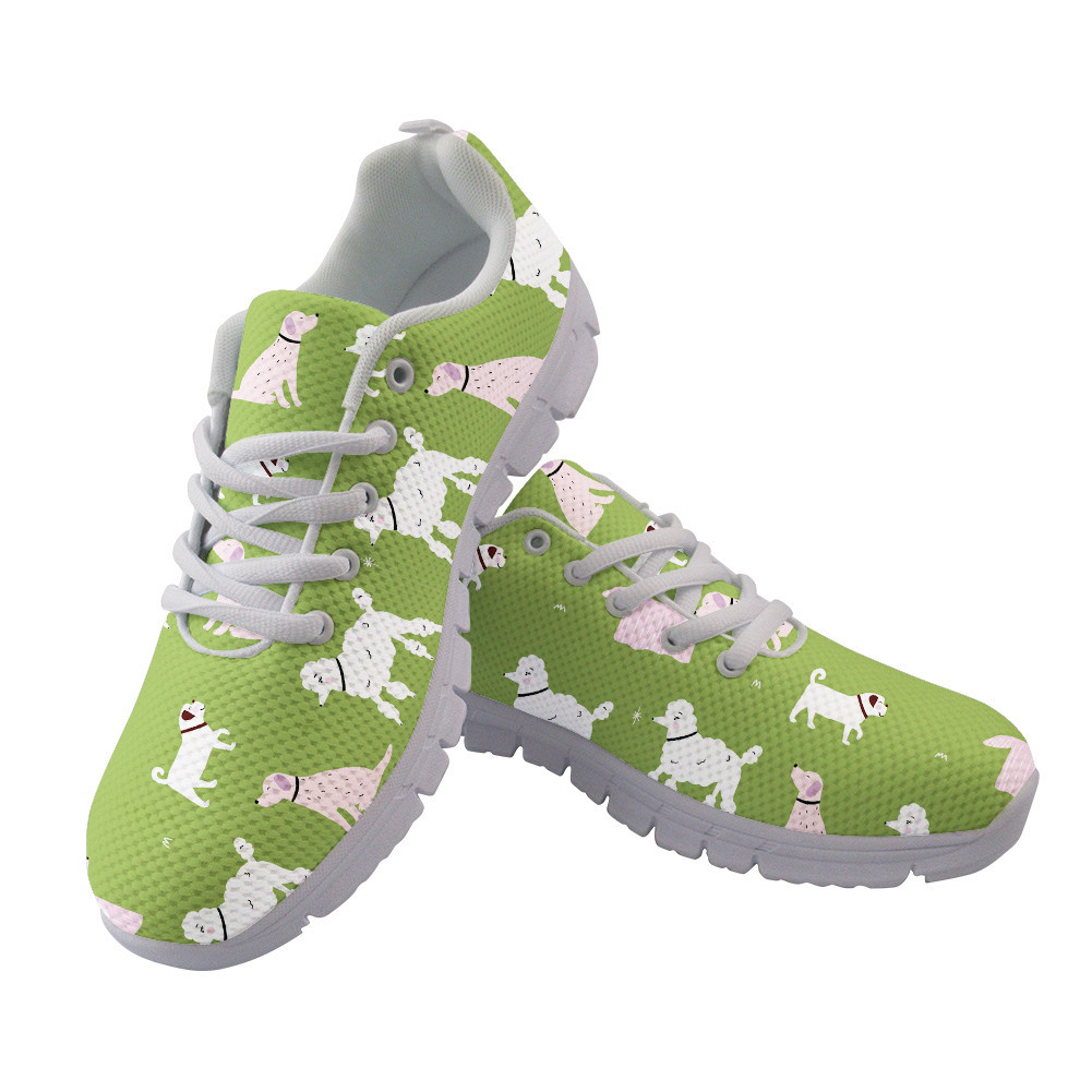 Pink And White Dog Retro Hipster Running Shoes Sport Sneakers