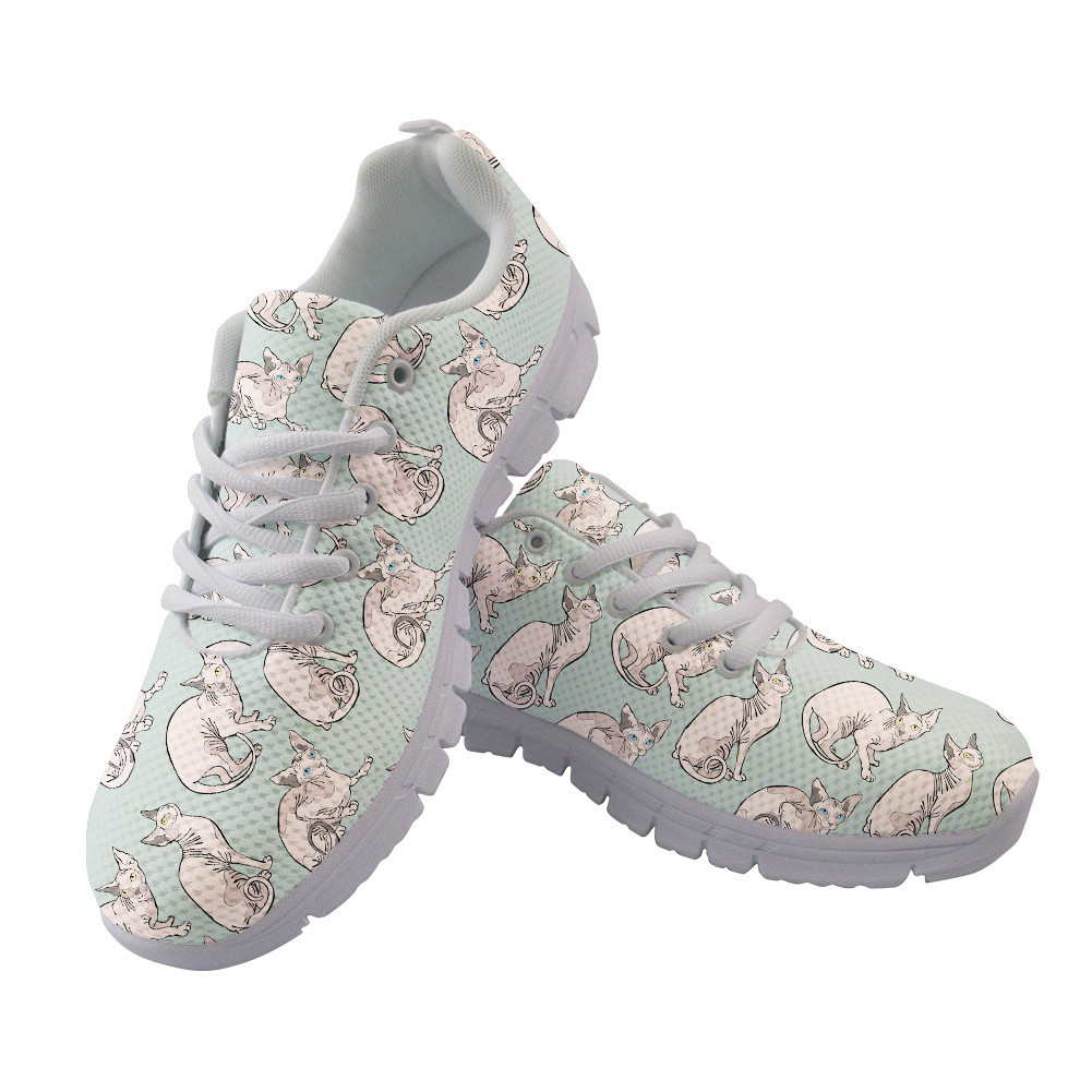 Pink Sphynx Cats In Cartoon Style Running Shoes Sport Sneakers